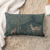 ヴィンテージウィリアム・モリス緑の森の動物 ランバークッション (ブランケット)