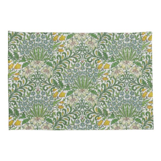 ヴィンテージウィリアム・モリス花ガーデン壁紙 枕カバー (裏面-右)