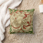 ヴィンテージウィリアム・モリス花リバーシブル クッション (ブランケット)