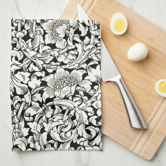 ヴィンテージウィリアム・モリス装飾繊維模様 キッチンタオル (四つ折り)