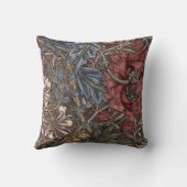 ヴィンテージウィリアム・モリス赤い花アカントスの葉 クッション (裏面)