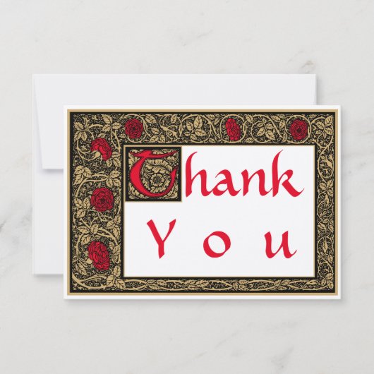 ヴィンテージウィリアム・モリス・ケmscottプレスフローラバラ サンキューカード (正面)