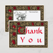 ヴィンテージウィリアム・モリス・ケmscottプレスフローラバラ サンキューカード (正面/裏面)