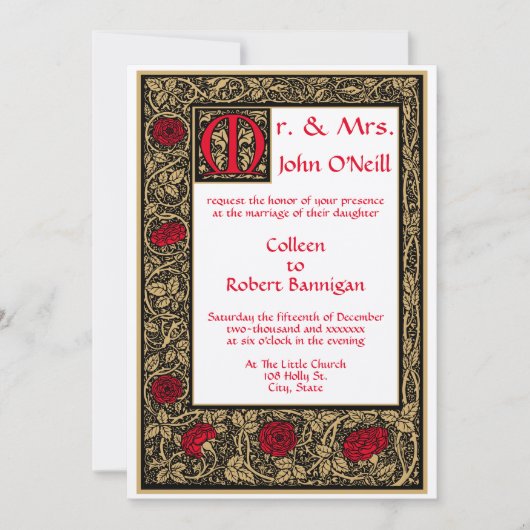 ヴィンテージウィリアム・モリス・ケmscottプレスフローラバラ 招待状 (正面)