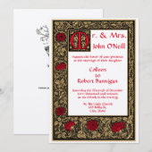 ヴィンテージウィリアム・モリス・ケmscottプレスフローラバラ 招待状 (正面/裏面)