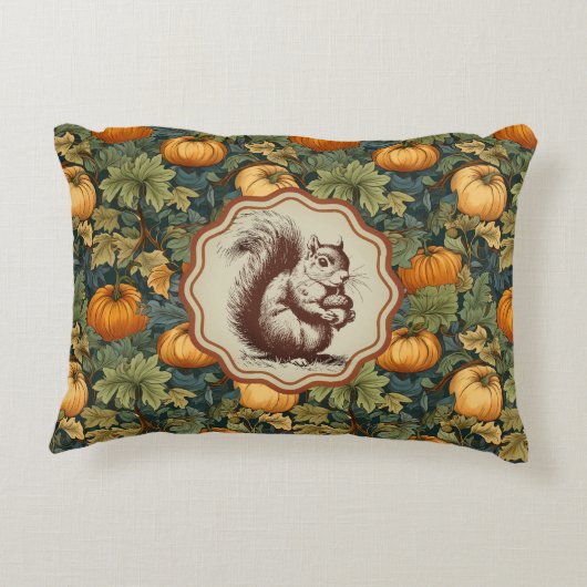 ヴィンテージウィリアム・モリス・パンプキンズとリス アクセントクッション (裏面)