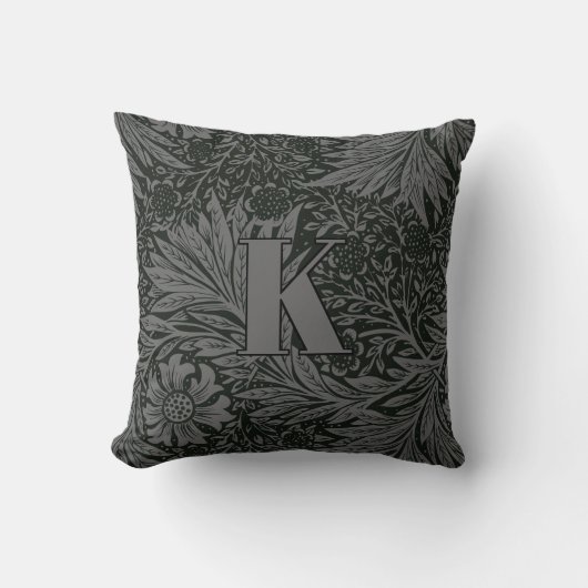 ヴィンテージウィリアム・モリス・マリゴールド・パターン・モノグラム クッション (正面)