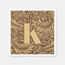 ヴィンテージウィリアム・モリス・ラークスパー・パターン・モノグラム スタンダードカクテルナプキン