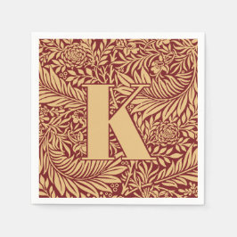 ヴィンテージウィリアム・モリス・ラークスパー・パターン・モノグラム スタンダードカクテルナプキン