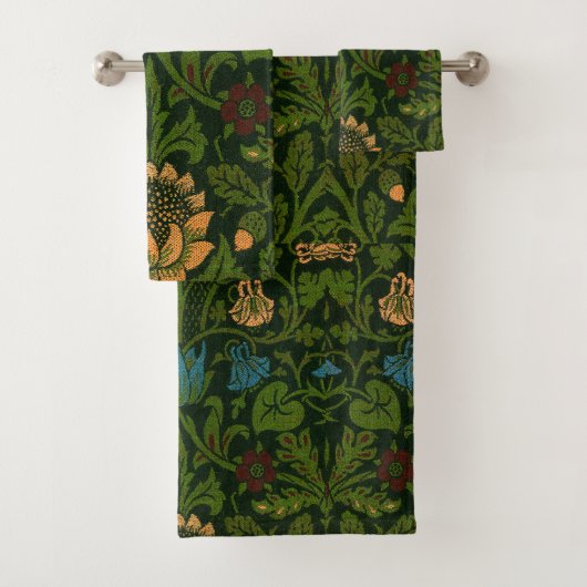 ヴィンテージウィリアム・モリス・ヴァイオレットとオダマキ(植物) バスタオルセット (インサイチュ)