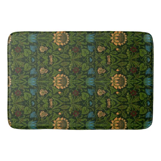ヴィンテージウィリアム・モリス・ヴァイオレットとオダマキ(植物) バスマット (正面)