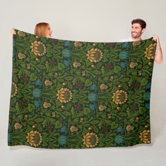 ヴィンテージウィリアム・モリス・ヴァイオレットとオダマキ（植物） フリースブランケット (インサイチュ)