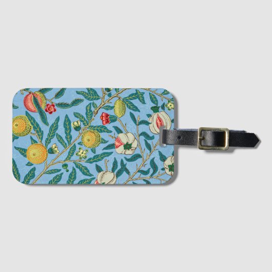 ヴィンテージウィリアム・モリス「4つの果実」パターン ラゲッジタグ (正面横)