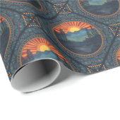 ヴィンテージウィルダネサンセットマンダラジオメトリックタイル ラッピングペーパー (ロールコーナー)