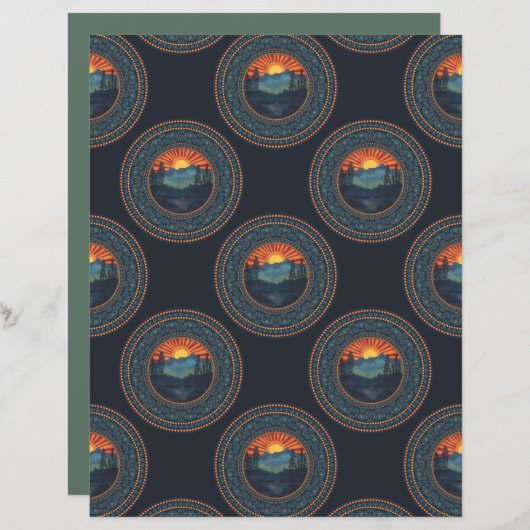 ヴィンテージウィルダネスサンセット水玉模様マンダラ (正面/裏面)