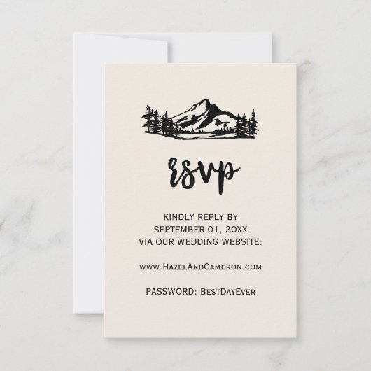 ヴィンテージウィルダネスバッファロープレイドオンラインRSVPカード 出欠カード (正面)