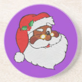 ヴィンテージウィンキングブラックサンタアポップ・アートのート コースター (正面)