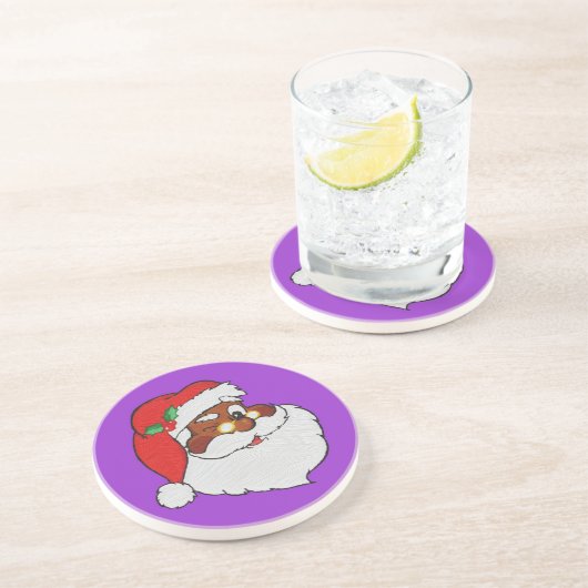 ヴィンテージウィンキングブラックサンタアポップ・アートのート コースター (側面)