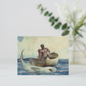 ヴィンテージウィンスローホーマーウォーターカラーシャーク魚釣り ポストカード (スタンド正面)