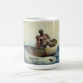 ヴィンテージウィンスローホームマーウォーターカラーシャーク魚釣り コーヒーマグカップ (中央)