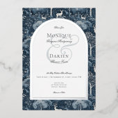 ヴィンテージウィンターウイリアムモリスエレガントな結婚式 箔招待状 (正面)