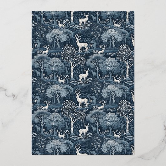 ヴィンテージウィンターウイリアムモリスエレガントな結婚式 箔招待状 (裏面)