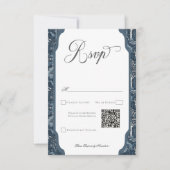 ヴィンテージウィンターウイリアムモリスエレガントな結婚式QR 出欠カード (正面)