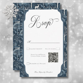 ヴィンテージウィンターウイリアムモリスエレガントな結婚式QR 出欠カード