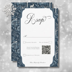 ヴィンテージウィンターウイリアムモリスエレガントな結婚式QR 出欠カード