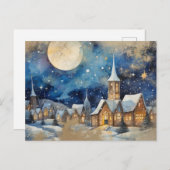 ヴィンテージウィンターウォーターカラービレッジ ポストカード (正面/裏面)