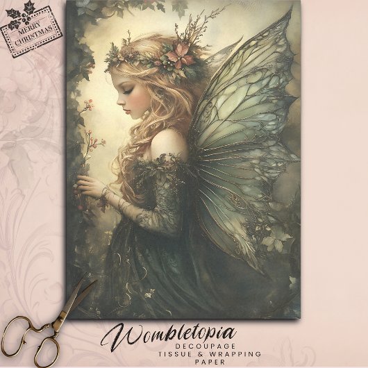 ヴィンテージウィンターウッドランドフェアリー、フローラクラウン 薄葉紙