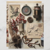 ヴィンテージウィンターエフエマスクラップブック紙 (正面/裏面)