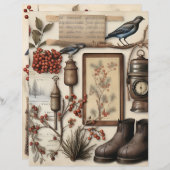 ヴィンテージウィンターエフエマスクラップブック紙 (正面/裏面)