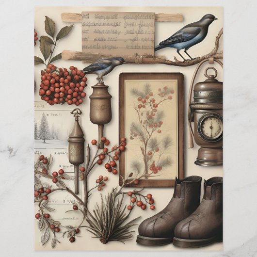 ヴィンテージウィンターエフエマスクラップブック紙 (正面)