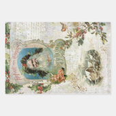 ヴィンテージウィンタークリスマスエフェメラコラージュ ラッピングペーパーシート (正面2)