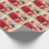 ヴィンテージウィンタークリスマスサンタクロース雪だるま ラッピングペーパー (角)