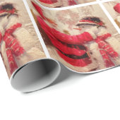 ヴィンテージウィンタークリスマスサンタクロース雪だるま ラッピングペーパー (ロールコーナー)