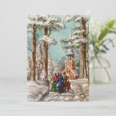 ヴィンテージウィンタークリスマスチャーチホリデーカード シーズンカード (スタンド正面)