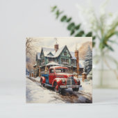 ヴィンテージウィンタークリスマストタウンハウス カード (スタンド正面)