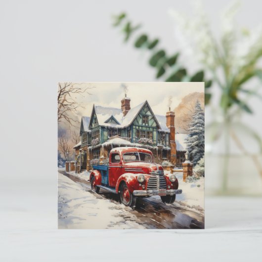 ヴィンテージウィンタークリスマストタウンハウス カード (スタンド正面)