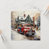 ヴィンテージウィンタークリスマストタウンハウス カード (正面/裏面インサイチュ)