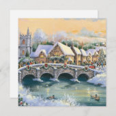 ヴィンテージウィンタークリスマスビレッジシーン シーズンカード (正面/裏面)