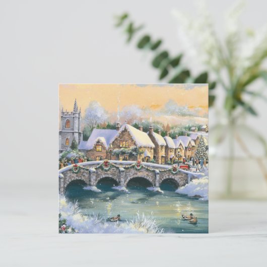 ヴィンテージウィンタークリスマスビレッジシーン シーズンカード (スタンド正面)