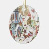 ヴィンテージウィンタークリスマスビレッジシーン セラミックオーナメント (右)