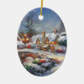 ヴィンテージウィンタークリスマスビレッジ セラミックオーナメント (正面)
