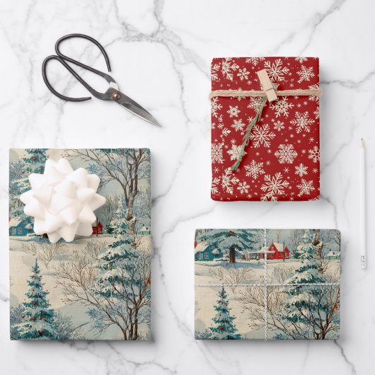 ヴィンテージウィンタークリスマスヴィレッジII ラッピングペーパーシート (正面)