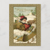 ヴィンテージウィンターサンタインゴールデンスリー シーズンポストカード (正面)