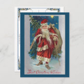 ヴィンテージウィンターサンタウィズプレゼント ポストカード (正面/裏面)