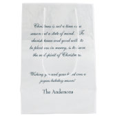 ヴィンテージウィンターサンタパーソナライズされた ミディアムペーパーバッグ (裏面)