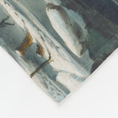 ヴィンテージウィンターシーンアイススケートで滑るホリデークリスマス フリースブランケット (角)